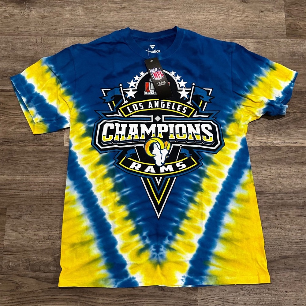 NWT Fanatics Los Angeles Rams Super Bowl LVI 56 Champions Tie Dye T-Shirt Men M